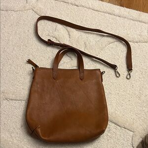 Madewell Brown Leather Zip Top Transport Tote size Small S